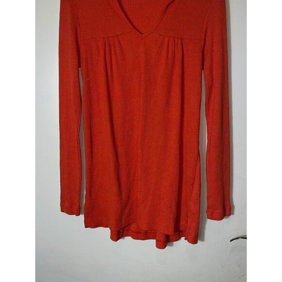 T.La Anthropologie Ribbed Tangerine V-Neck Tunic Top Size S Small Womens - Picture 5 of 9